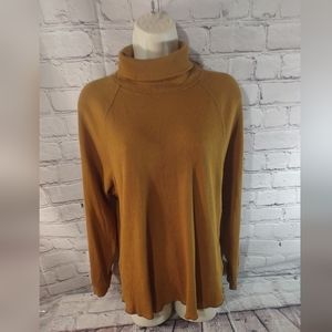 Everlane Brown Pullover Waffle Turtleneck Organic Cotton Shirt XL